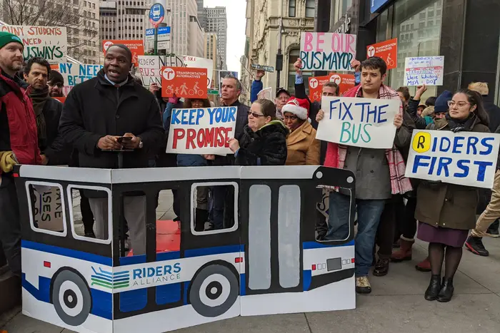 A rally for better buses on Wednesday